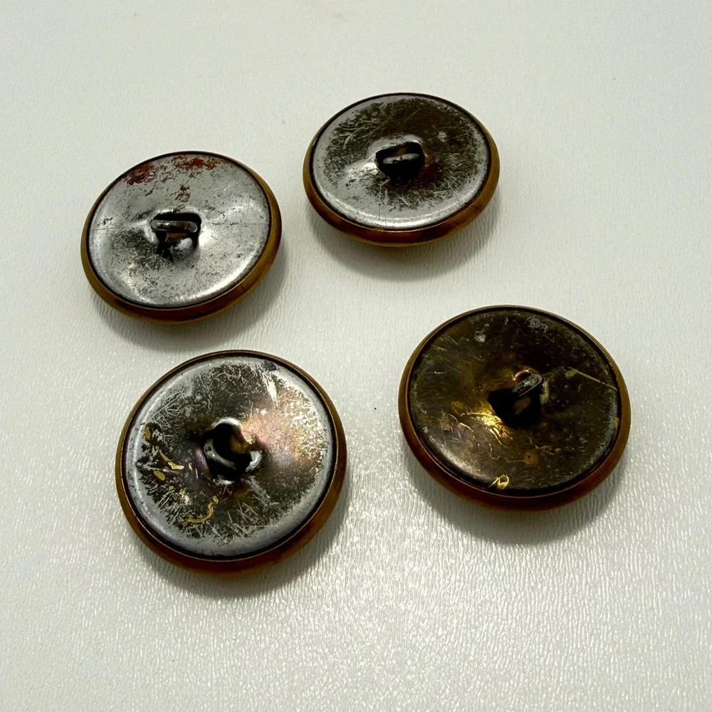 Vintage Heraldic Lion Crest Metal Blazer Buttons Brass Gold Tone Set of 4